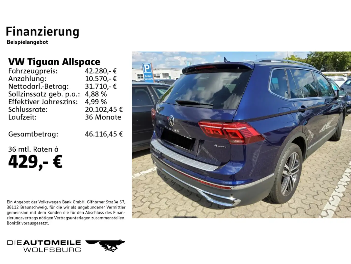 Volkswagen Tiguan Allspace 2.0 TDI DSG 4Motion Elegance AHK Blau - 2