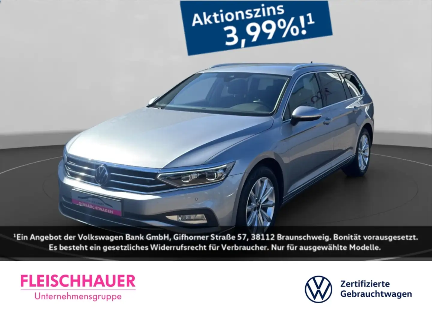 Volkswagen Passat Elegance 2.0 TDI AHK+Navi+StHz+Leder+CarPlay+RK Silber - 1