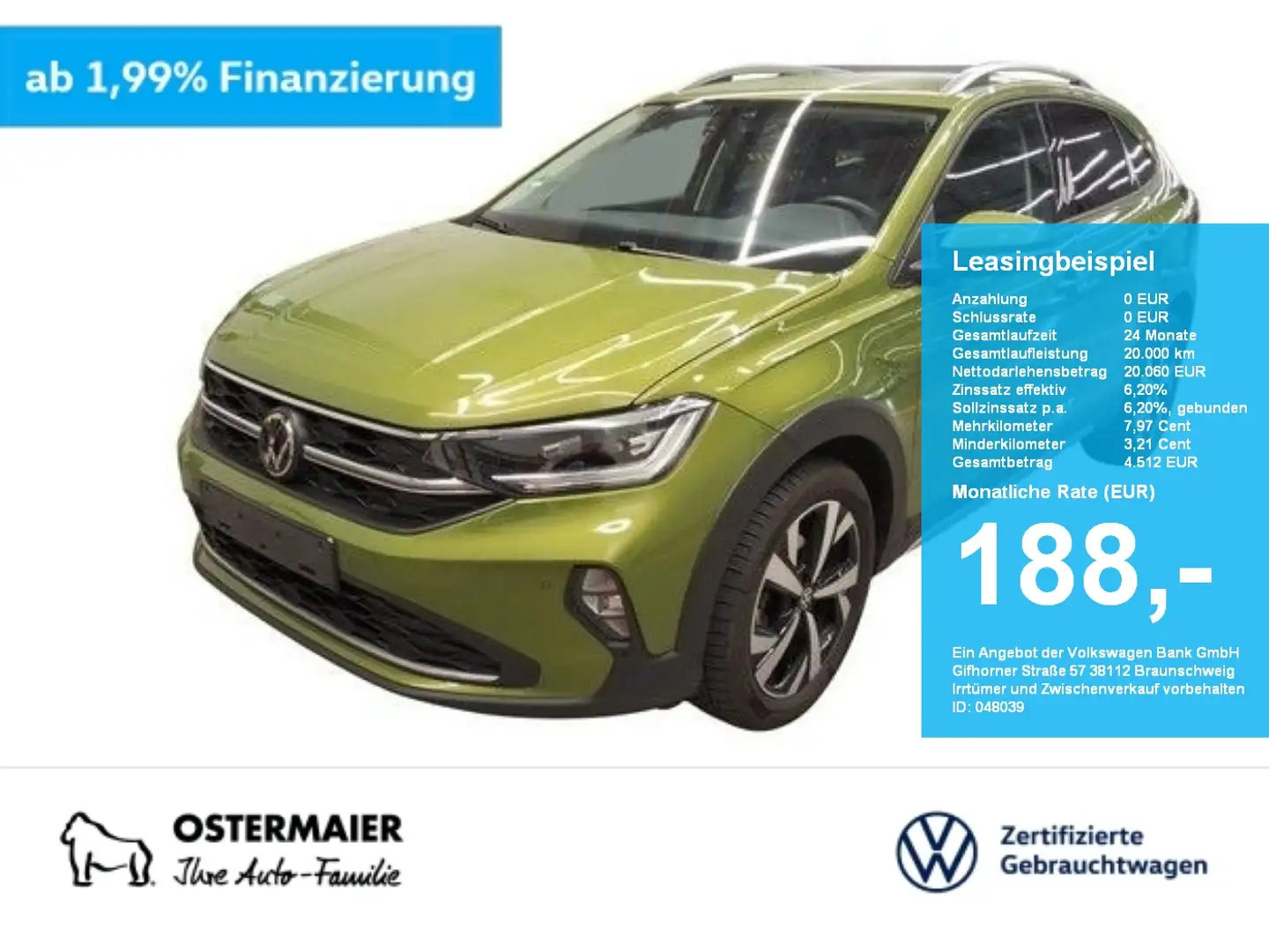 Volkswagen Taigo STYLE 1.0TSI 110PS NP.35T AHK.5JG.NAVI.ACC.IQ-DRIV Grün - 1