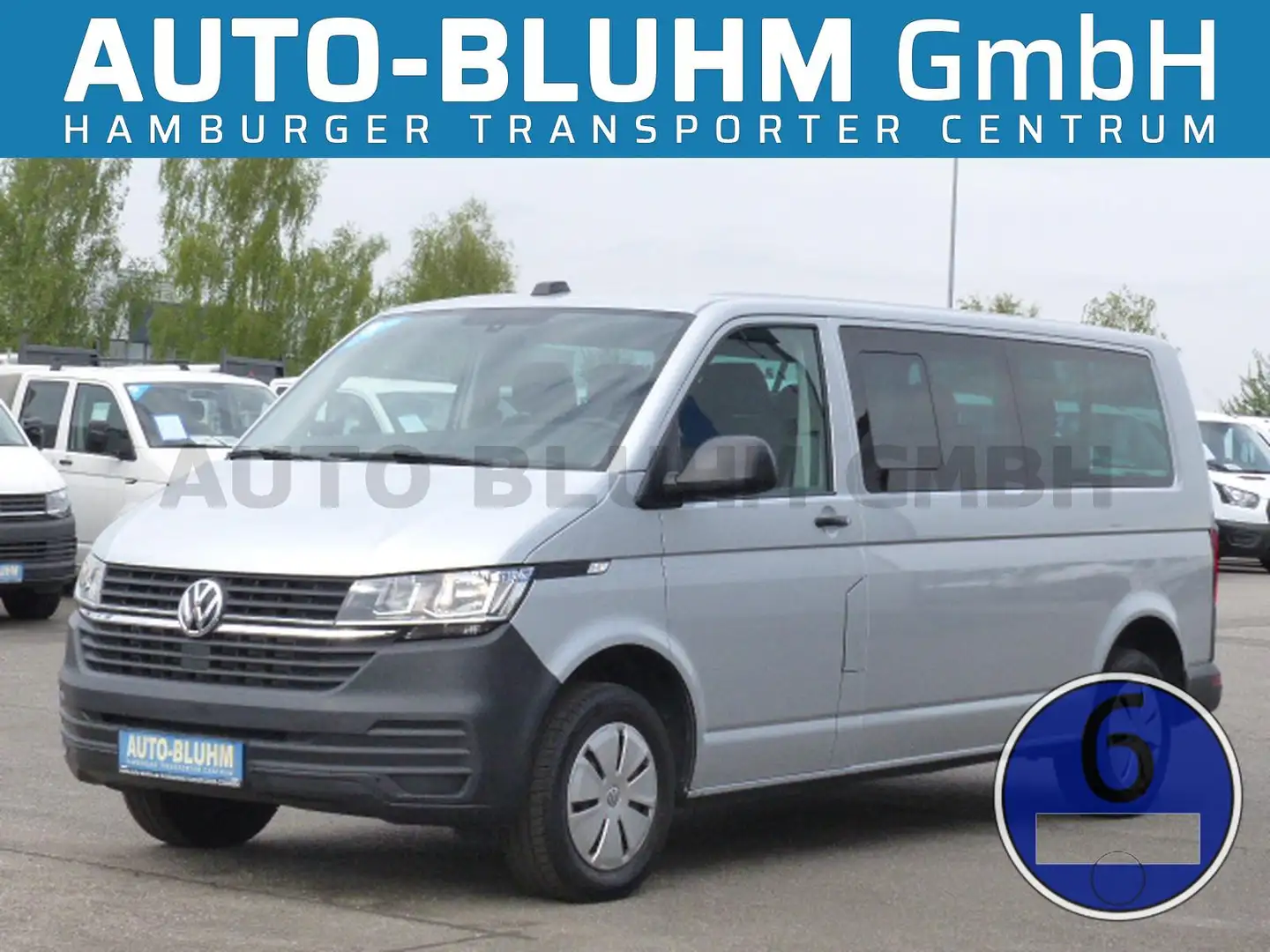 Volkswagen T6 Transporter T6.1 TDI Kombi Lang AHK 2,5T Navi DSG 9-Sitze AC Срібний - 1