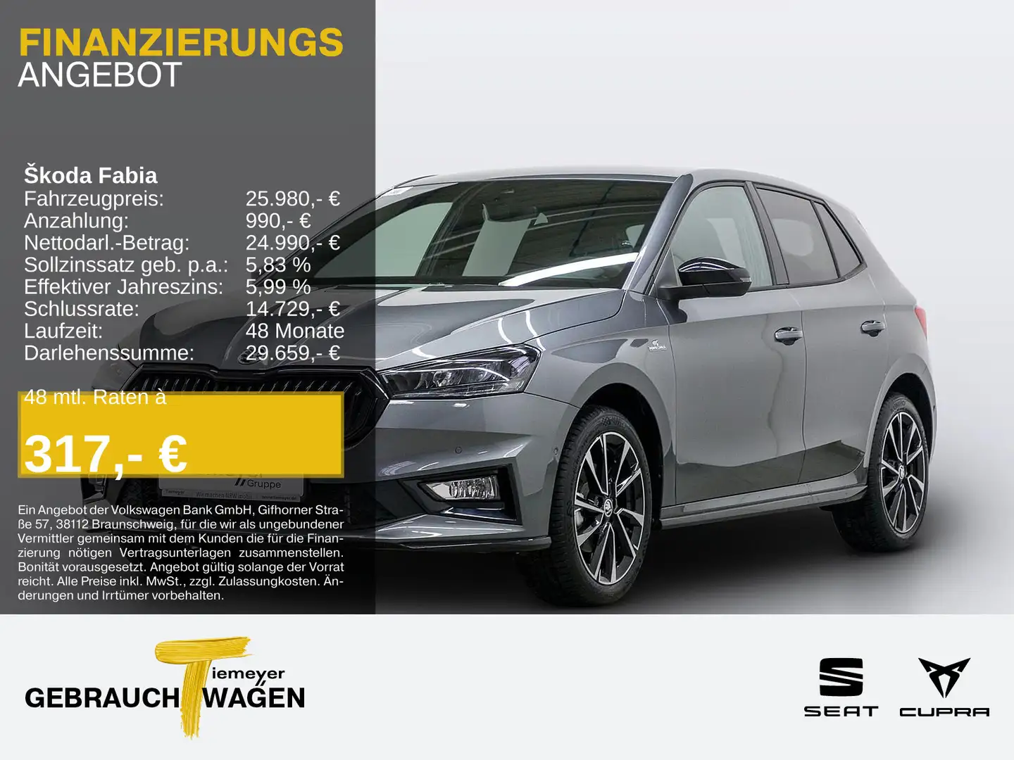 Skoda Fabia 1.0 TSI DSG MONTE CARLO LM17 VIRTUAL SITZH Grau - 1