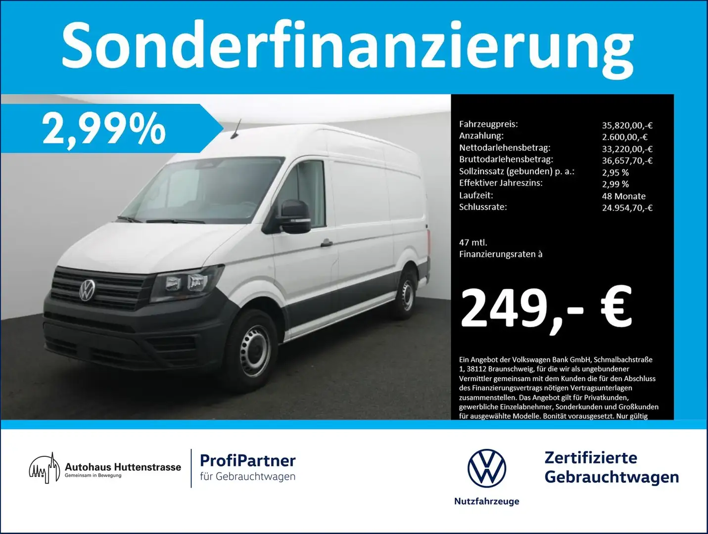 Volkswagen Crafter 35 Kasten 2.0 TDI MR KAMERA VIRTUAL KLIMA Weiß - 1