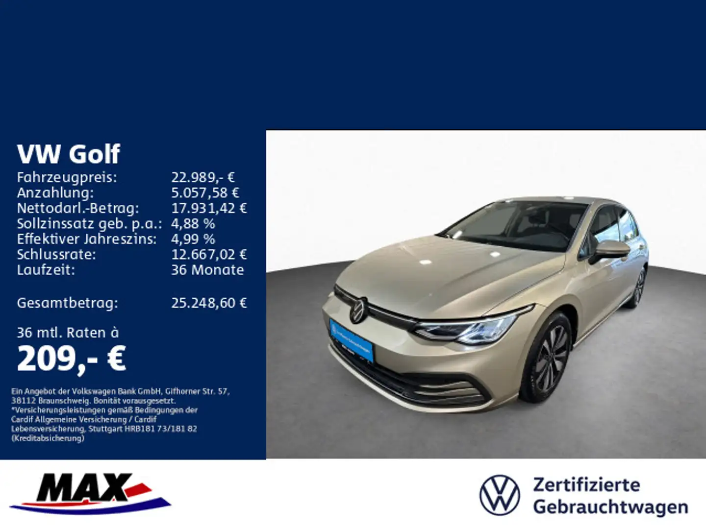 Volkswagen Golf VIII 1.5 TSI MOVE LED+ACC+KAMERA+NAV+DIGICP Silber - 1