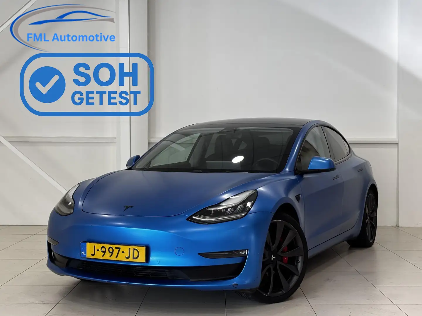 Tesla Model 3 Performance AWD 75 kWh 89% SOH | FSD Full Self dri Blauw - 1