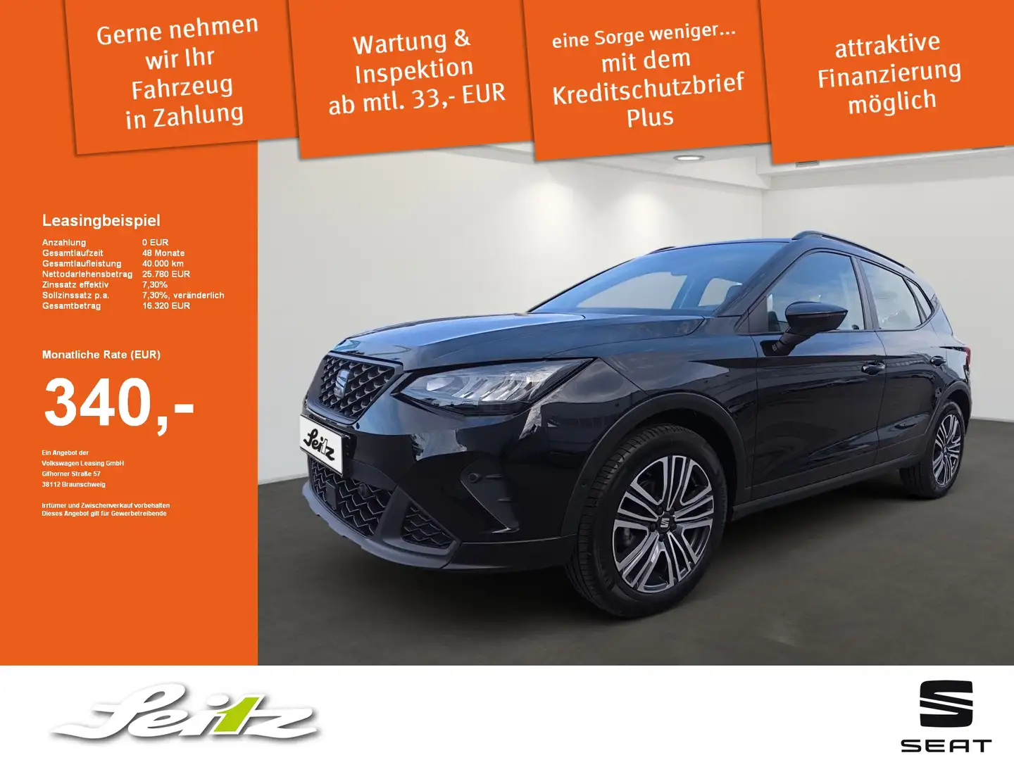 SEAT Arona 1.0 TSI Style Edition *KAMERA*NAVI*SITZH* Schwarz - 1