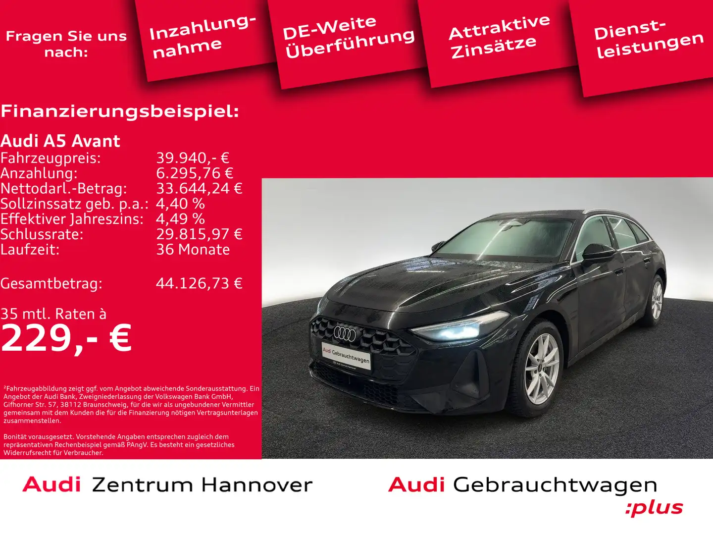 Audi A5 2.0 TFSI Kamera ACC Leder Sportsitze Schwarz - 1