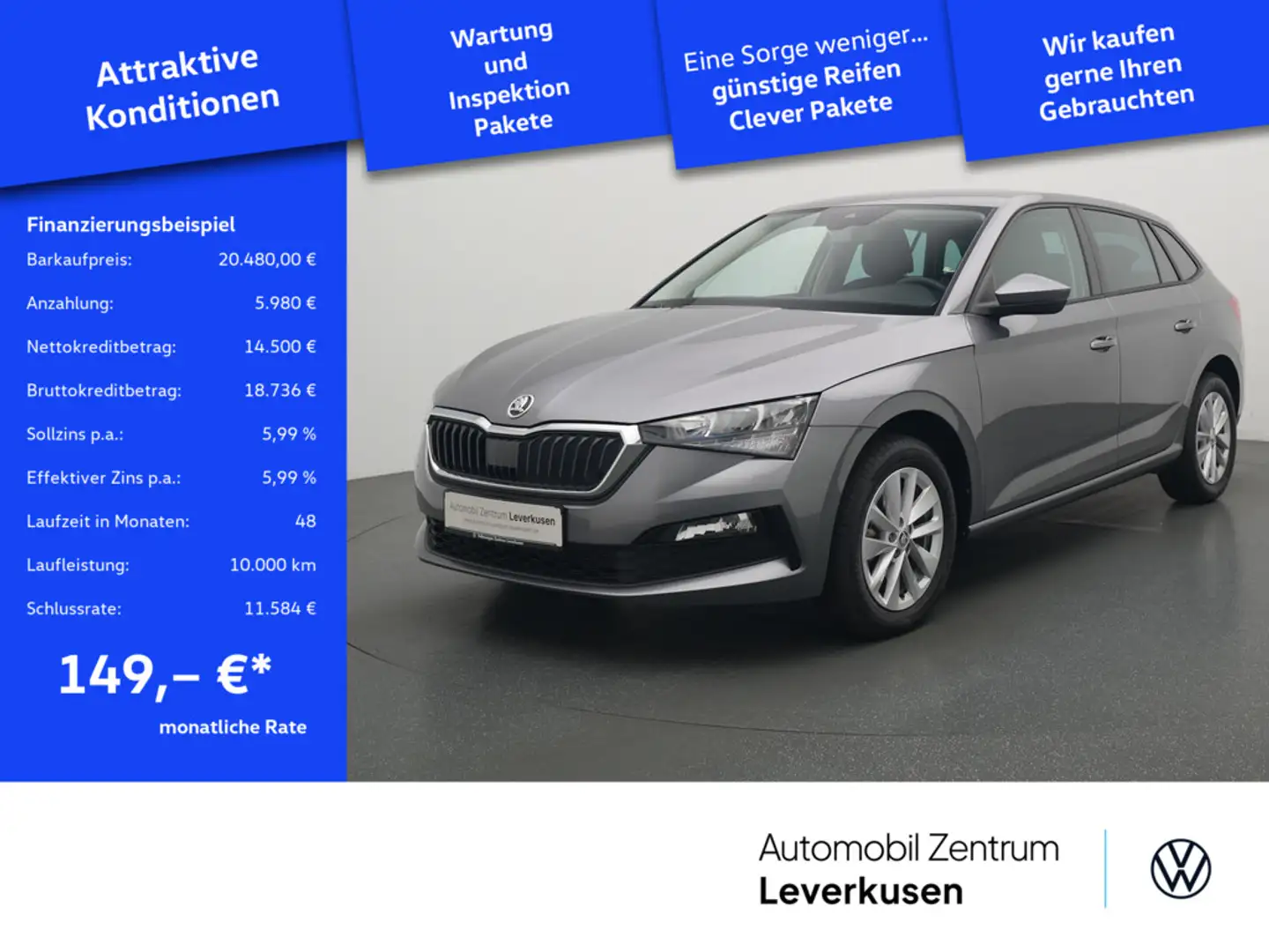 Skoda Scala Tour DSG VIRT ACC SHZ LED PDC PORT NAVI Grau - 1