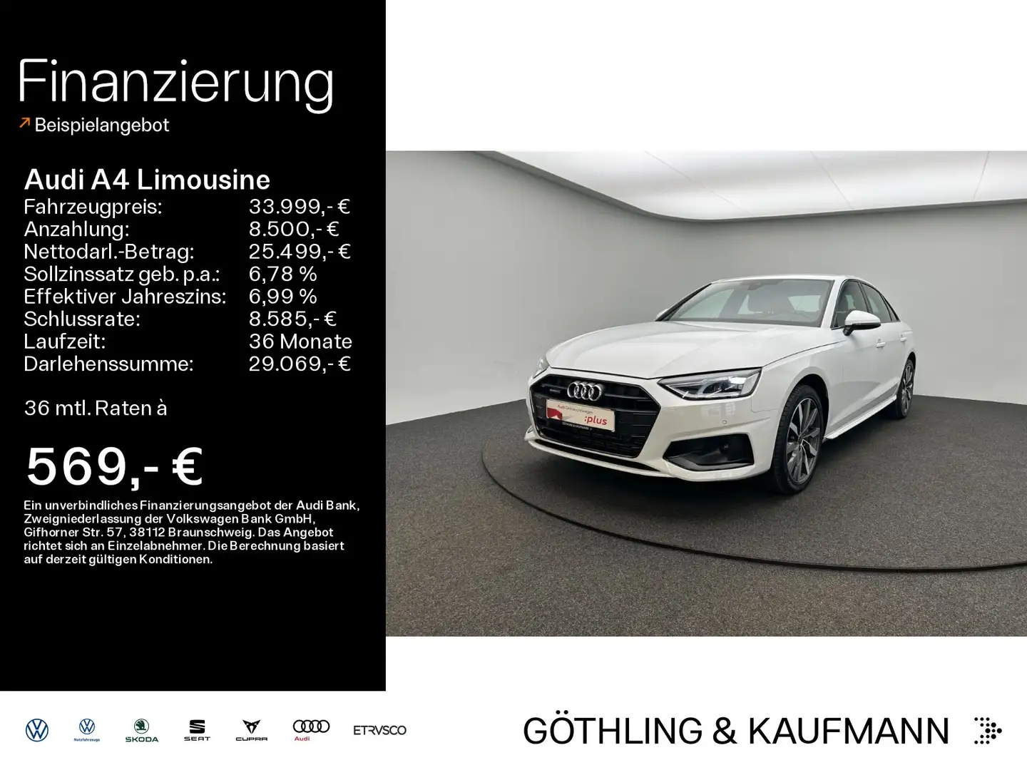 Audi A4 40 TFSI qu Advanced S tro*LED*Virtu Weiß - 1