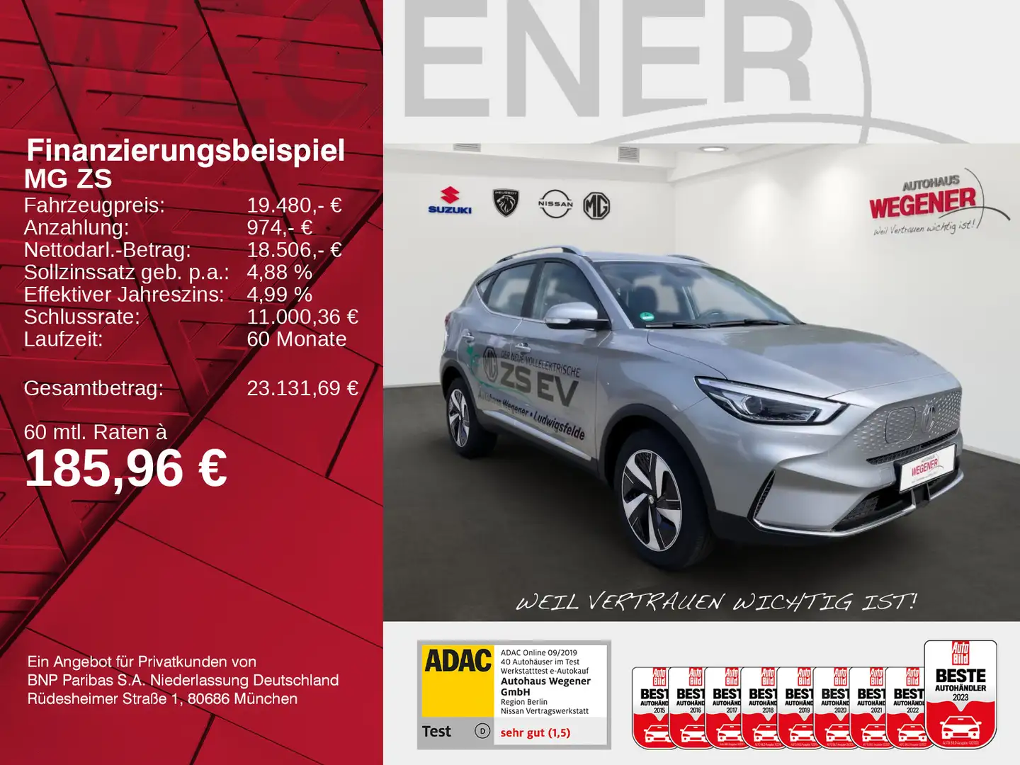 MG ZS EV 50,3 kWh Comfort/ Keyless/iSmart/Kamera Silber - 2