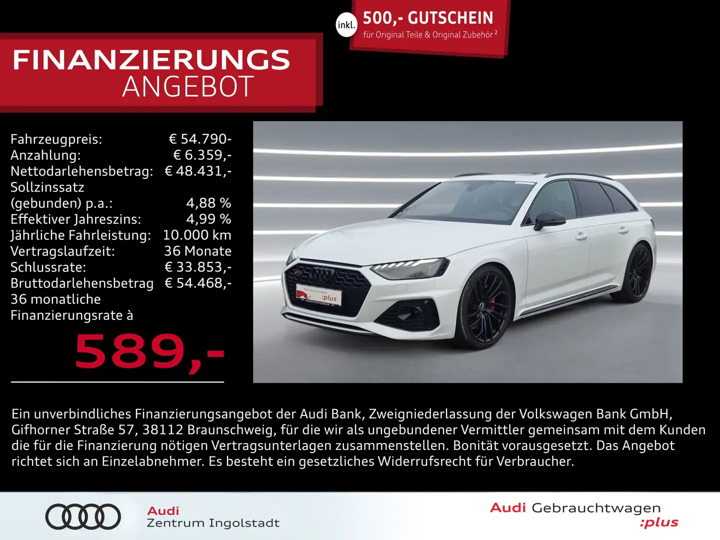 Audi RS4 Avant MATRIX Pano AHK ACC HuD B&O 280km/h Weiß - 1