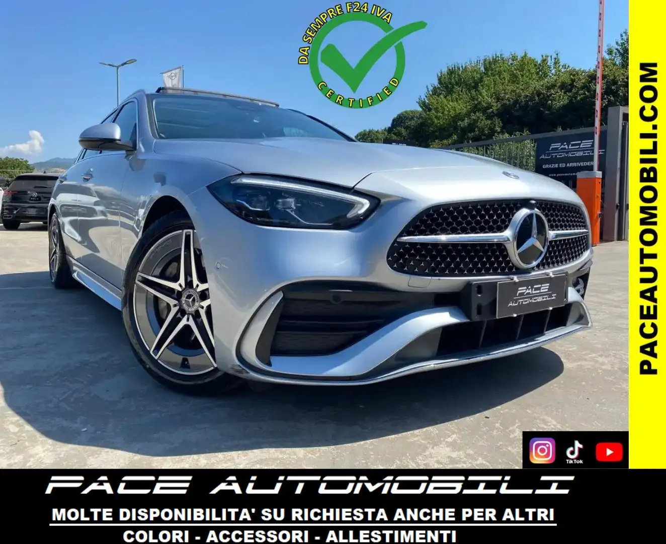 Mercedes-Benz C 220 D AMG PREMIUM LED KAMERA TETTO F1 CARBON ACC NAVI Argento - 1