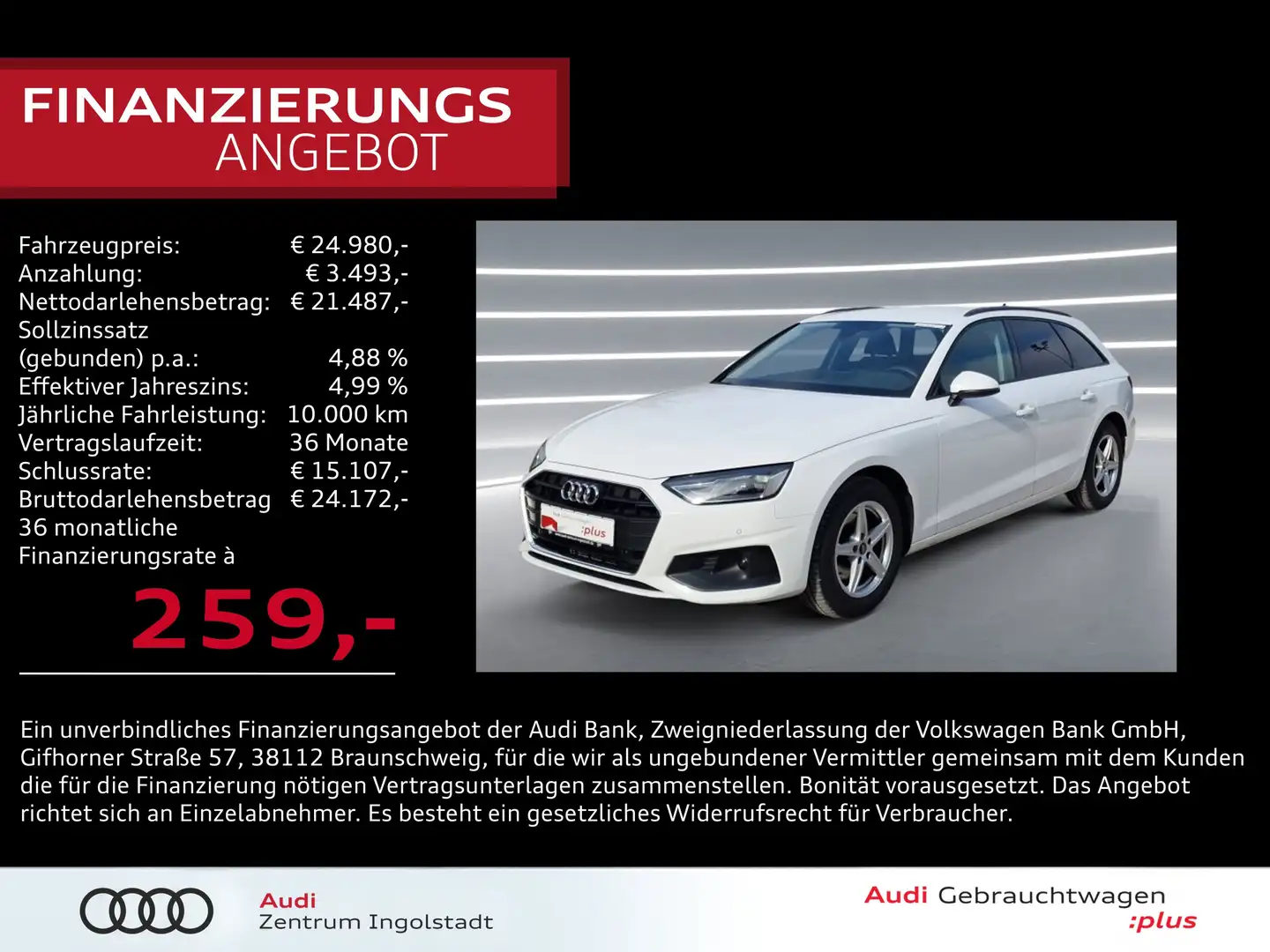 Audi A4 Avant 35 TFSI S-tronic NAVI Kamera 2xPDC SHZ Weiß - 1