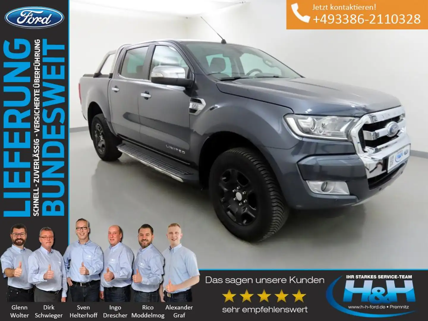 Ford Ranger 2.2 TDCi Aut. Limited 4x4 AHK+SHZ+DAB Сірий - 1