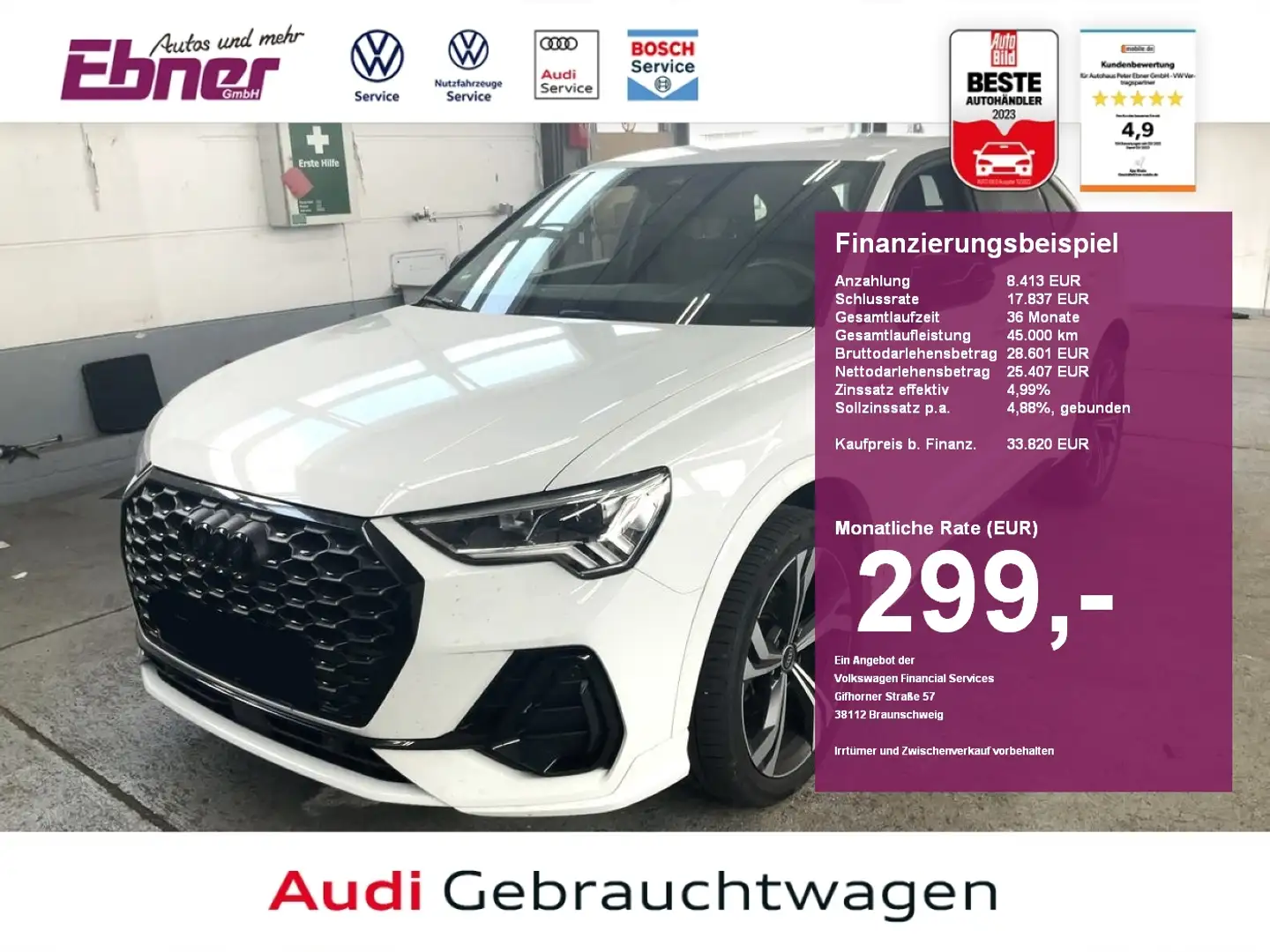 Audi Q3 Sportback S-LINE BLACK STYLE 35TFSI DSG ACC+KAMERA Weiß - 1