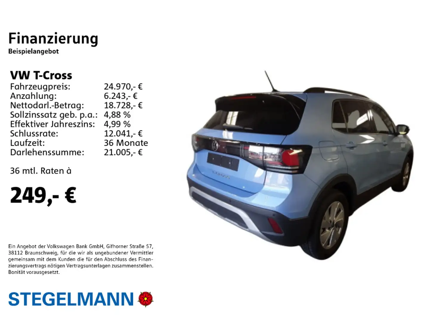 Volkswagen T-Cross 1.0 TSI DSG Facelift Life *LED*App-Conne Blau - 2