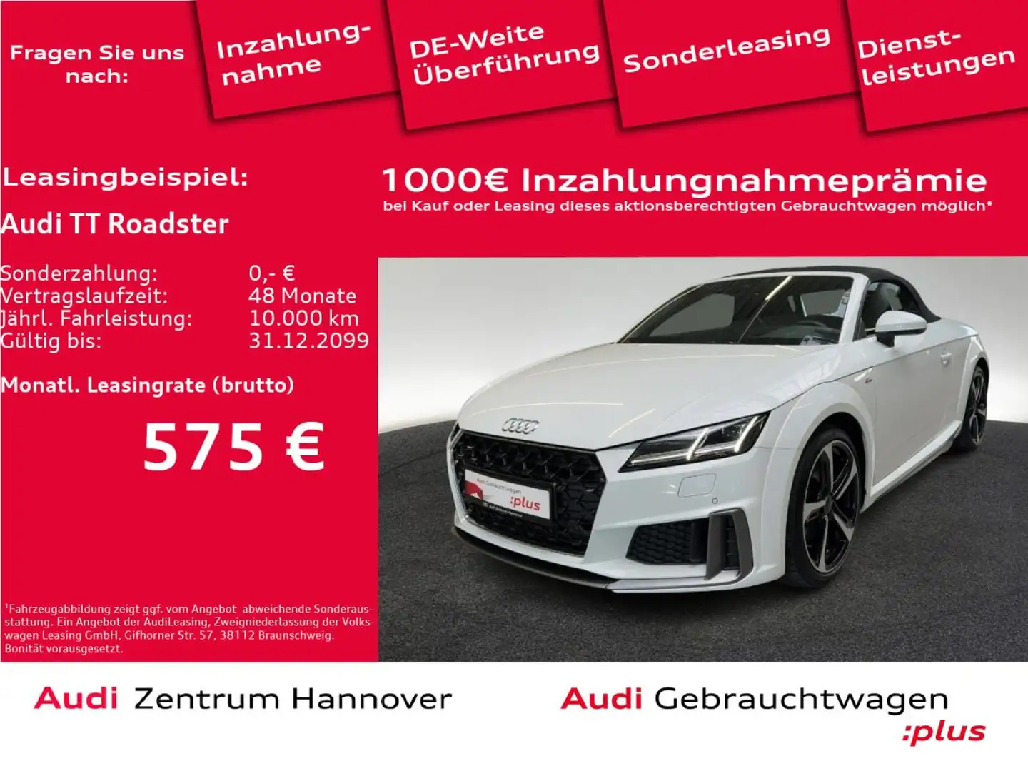 Audi TT Roadster 40 TFSI S line Sel. Kamera DAB Navi Weiß - 1