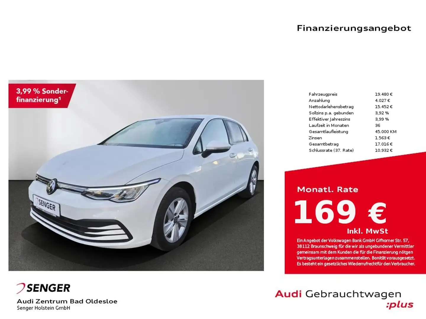 Volkswagen Golf VIII 1.0 TSI Life PDC SHZ App-Connect Weiß - 1