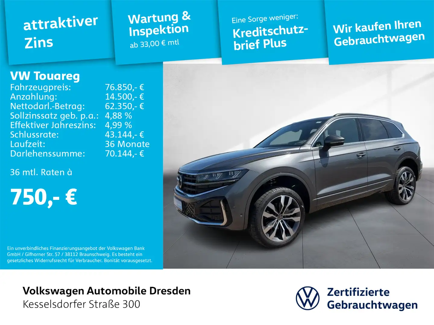 Volkswagen Touareg 3.0 TDI DSG 4M R-Line AHZV LED Navi ACC Grau - 1