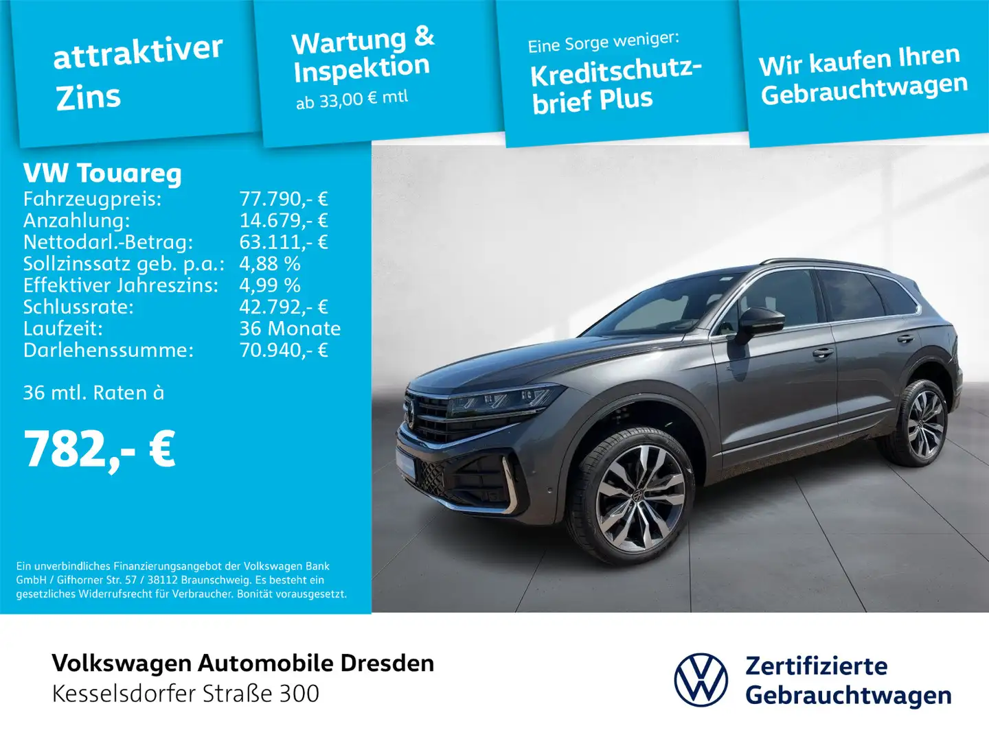 Volkswagen Touareg 3.0 TDI DSG 4M R-Line AHZV LED Navi ACC Grijs - 1