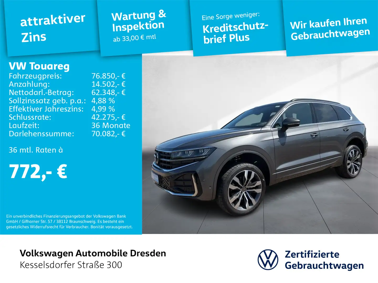 Volkswagen Touareg 3.0 TDI DSG 4M R-Line AHZV LED Navi ACC Grau - 1