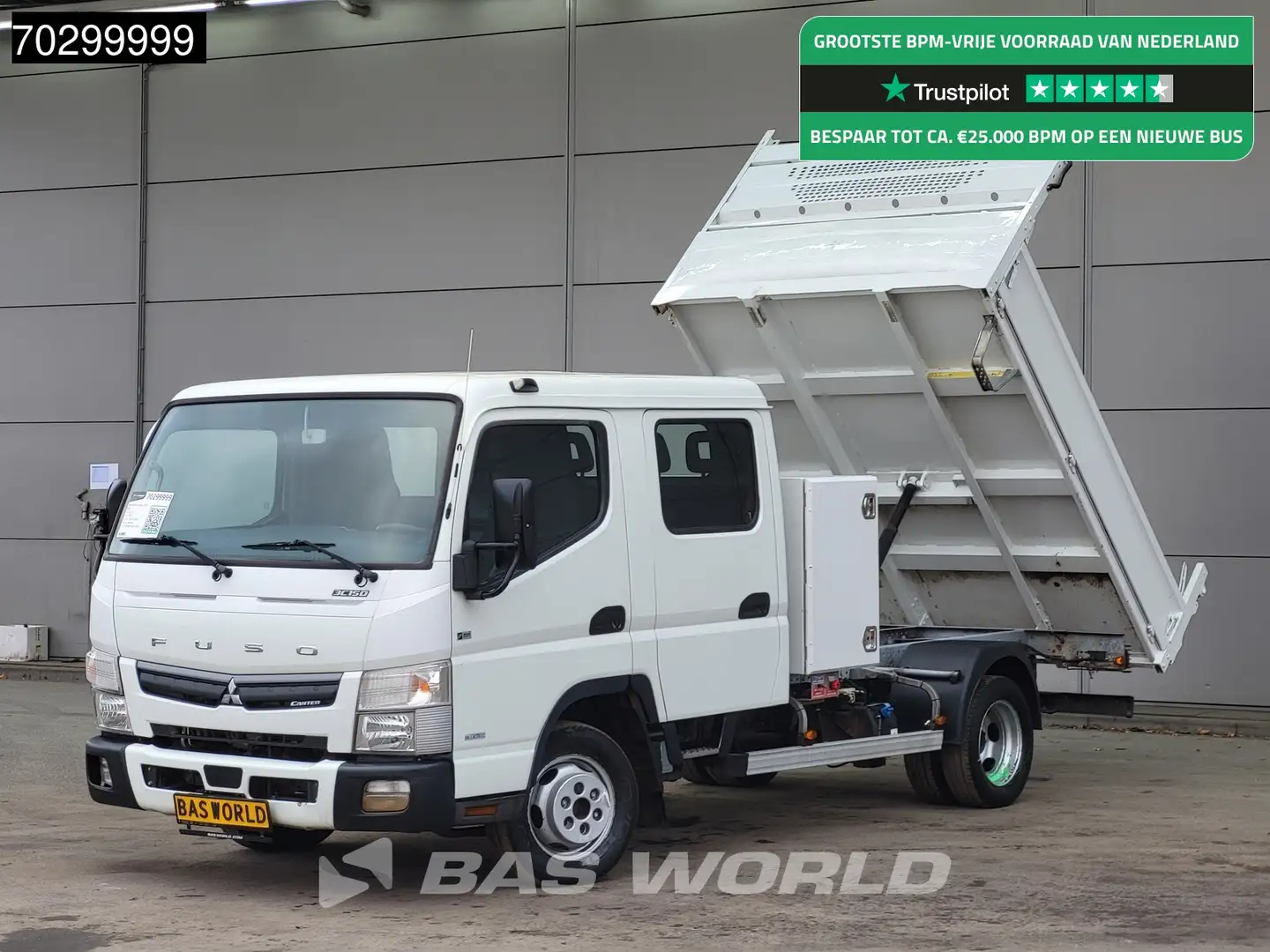 Mitsubishi Canter 3C15 3.0L Kipper met Kist Dubbel Cabine Dubbelluch Wit - 1