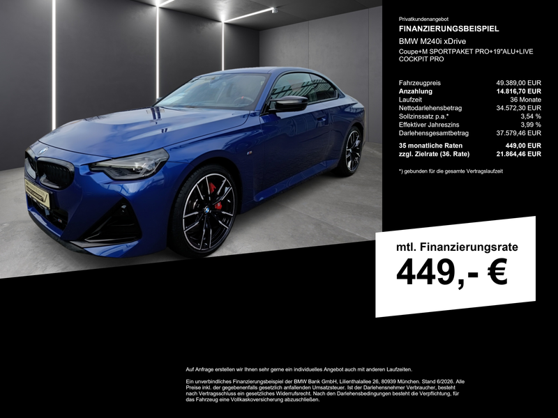 BMW 240 M240i xDrive Coupe+M SPORTPAKET PRO+19"ALU+LIVE CO — photo 2
