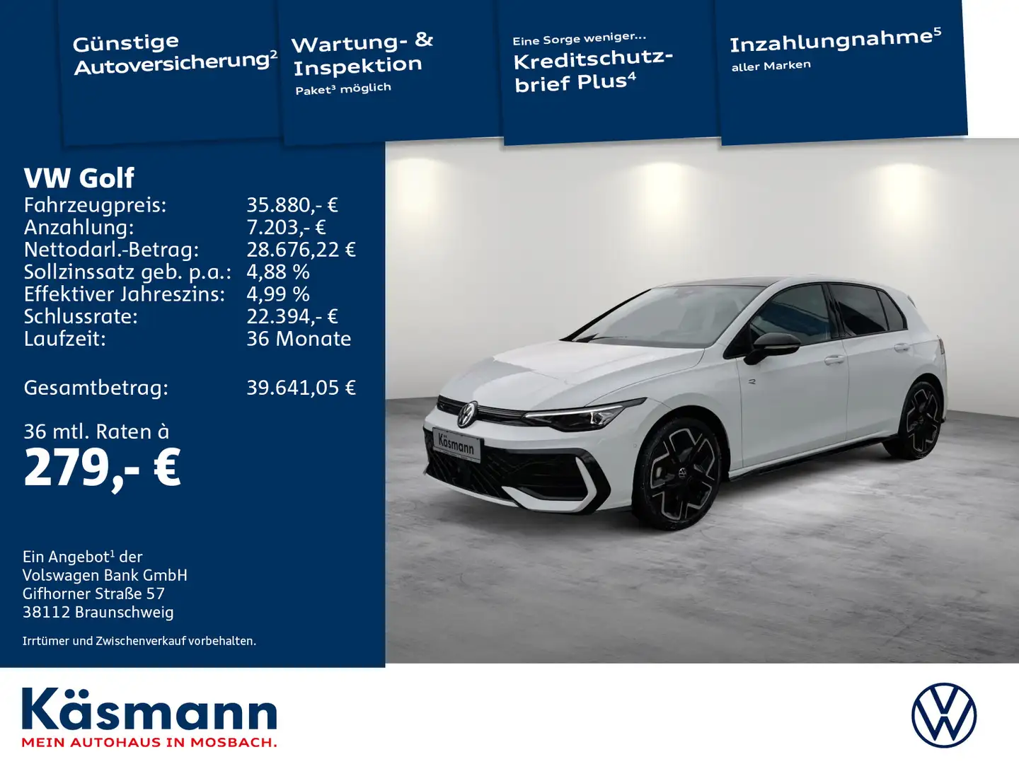 Volkswagen Golf R-Line 1.5 eTSI MATRIX PANO H&K Weiß - 1