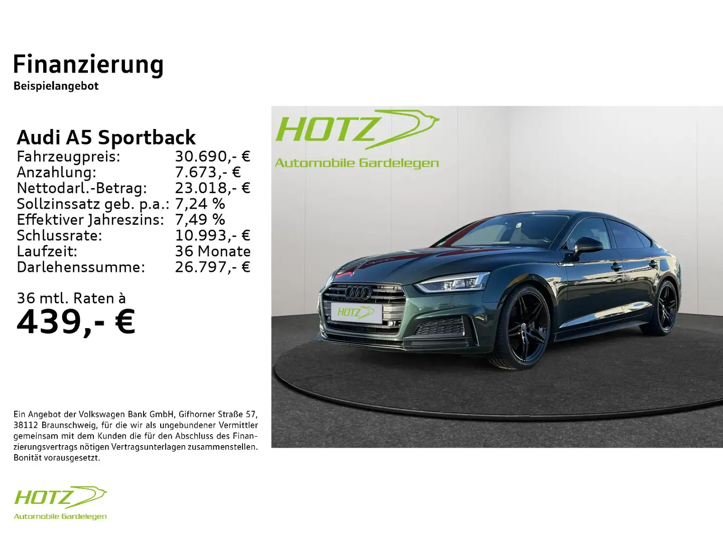 Audi A5 2.0 TDI S-tronic S-Line sport Zielony - 2