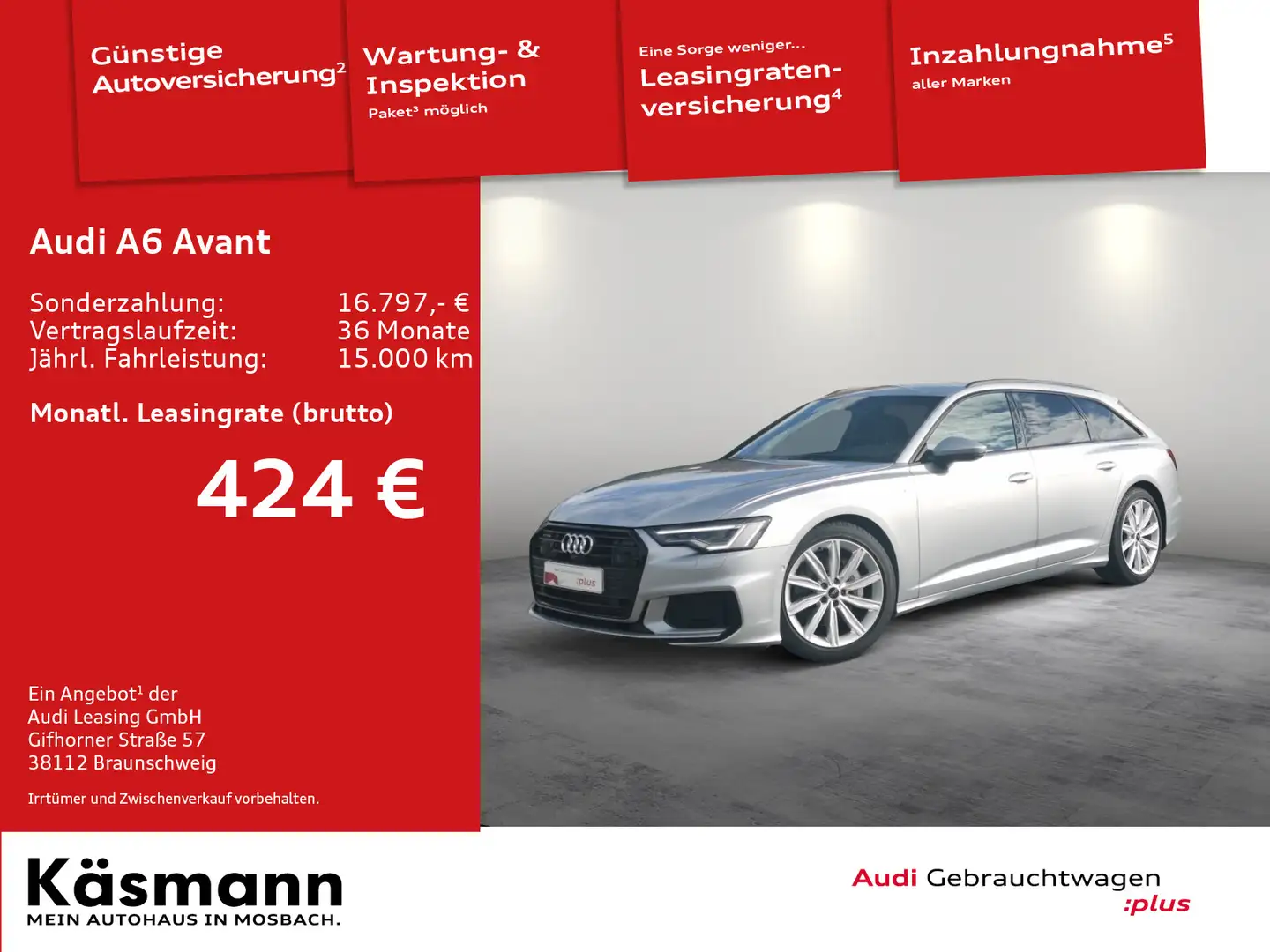 Audi A6 Sport 45TFSI quattro 2xS line MATRIX B& Silber - 1