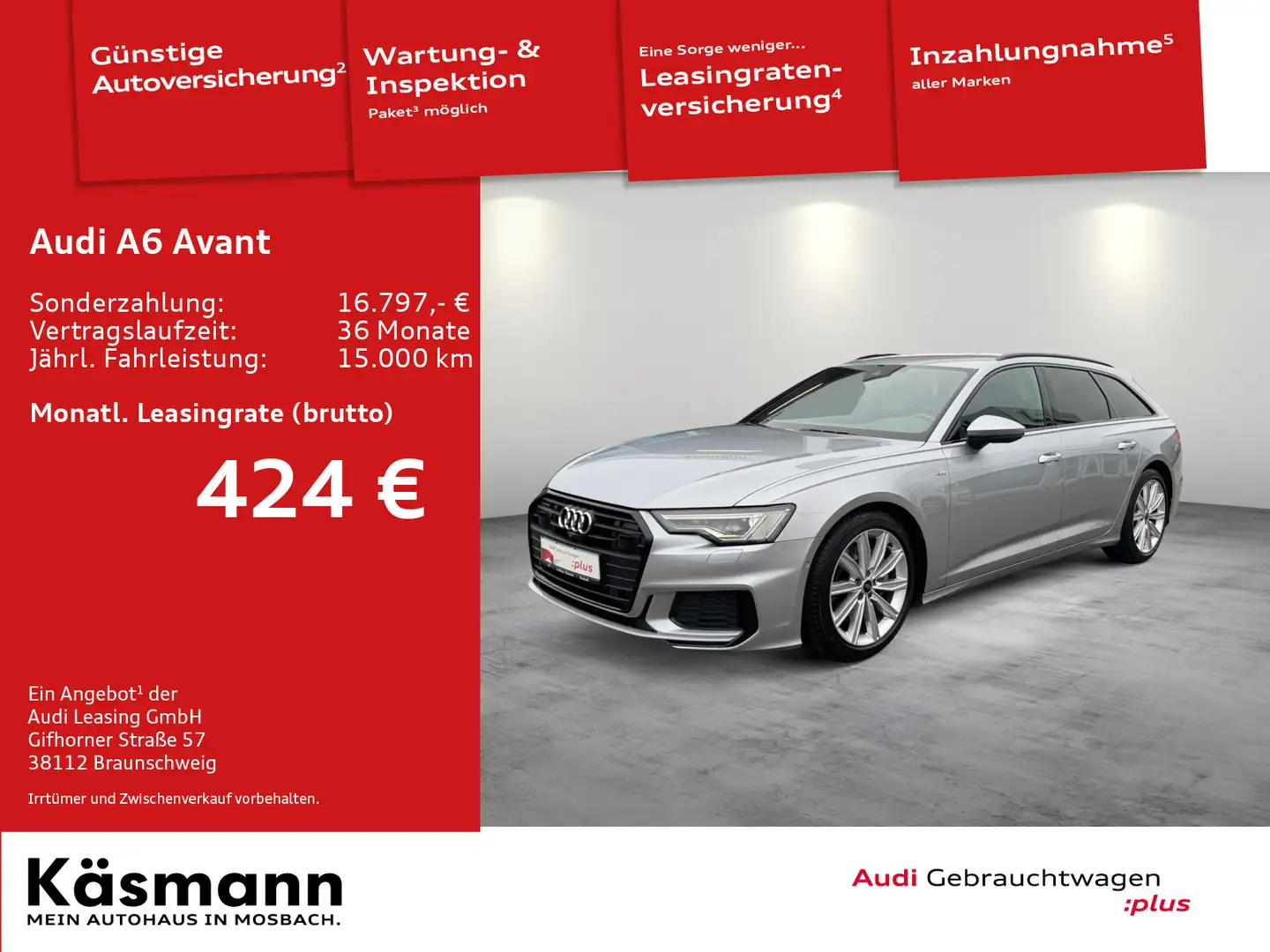 Audi A6 Sport 45TFSI quattro 2xSline MATRIX B&O Silber - 1