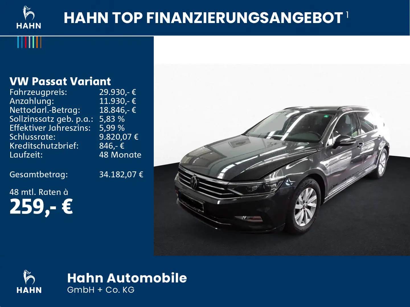 Volkswagen Passat Variant 2.0TDI DSG Business AHK CAM LED Grau - 2