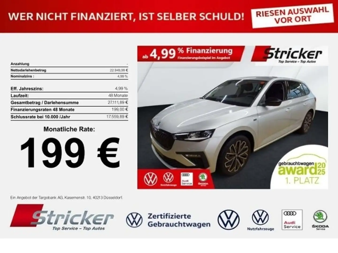 Skoda Scala Selection Tour 1.5TSI 199,-ohne Anzahlung Navi Ma Silber - 1