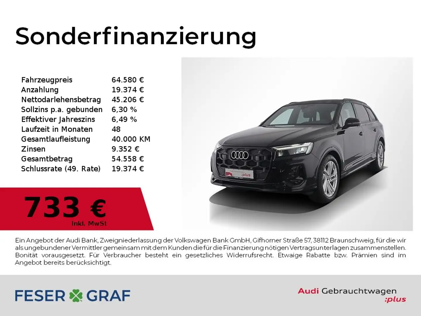 Audi Q7 45 TDI S line Ext/Pano/HuD/Luft/Air/AHK/20" Noir - 1