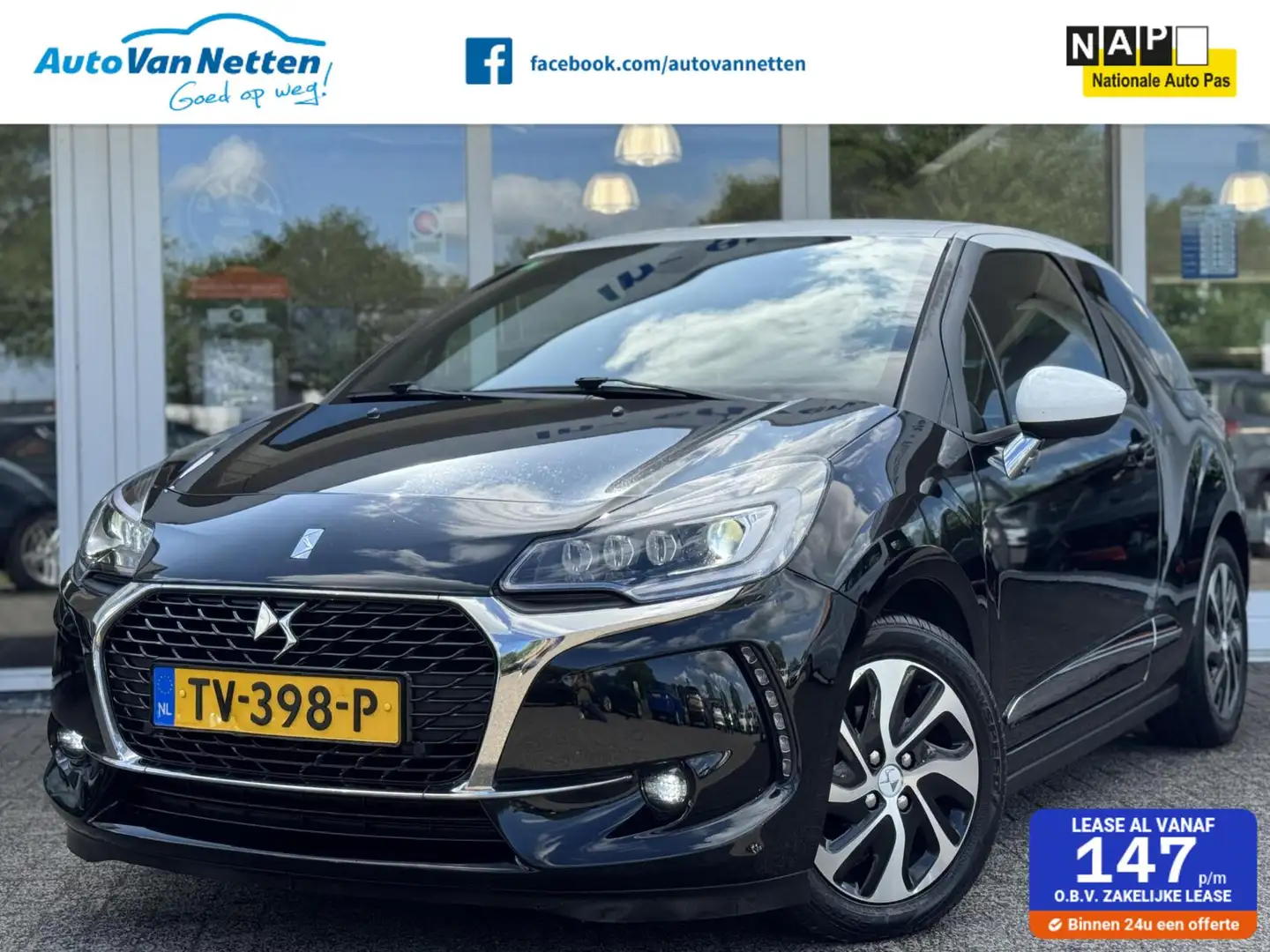 DS Automobiles DS 3 1.2 PureTech So Chic,gr.navi,clima,sportstoelen,cr Zwart - 1