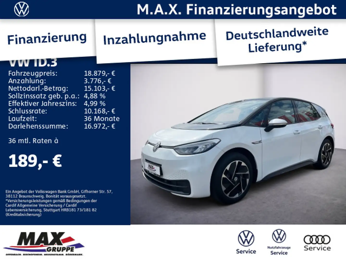 Volkswagen ID.3 PRO PERFORMANCE 1st EDITION LED+NAVI+ACC+CC Blanco - 1