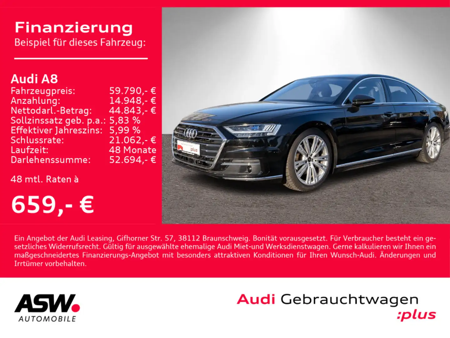 Audi A8 50 TDI quattro Navi Matrix StandHz Pano B&O Schwarz - 1