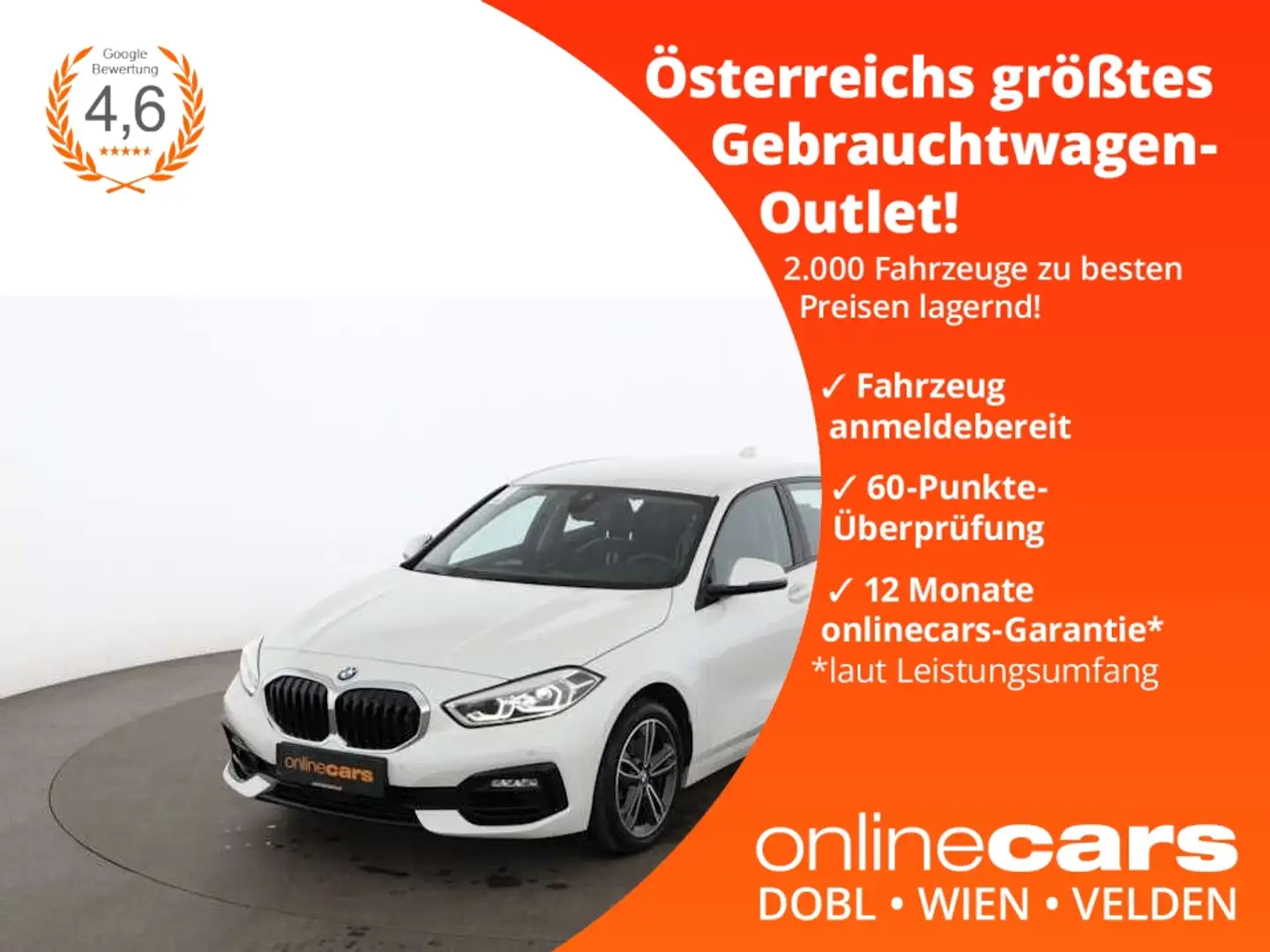 BMW 118 i Sport Line Aut LED AHK NAVI LEDER TEMP PDC Weiß - 1