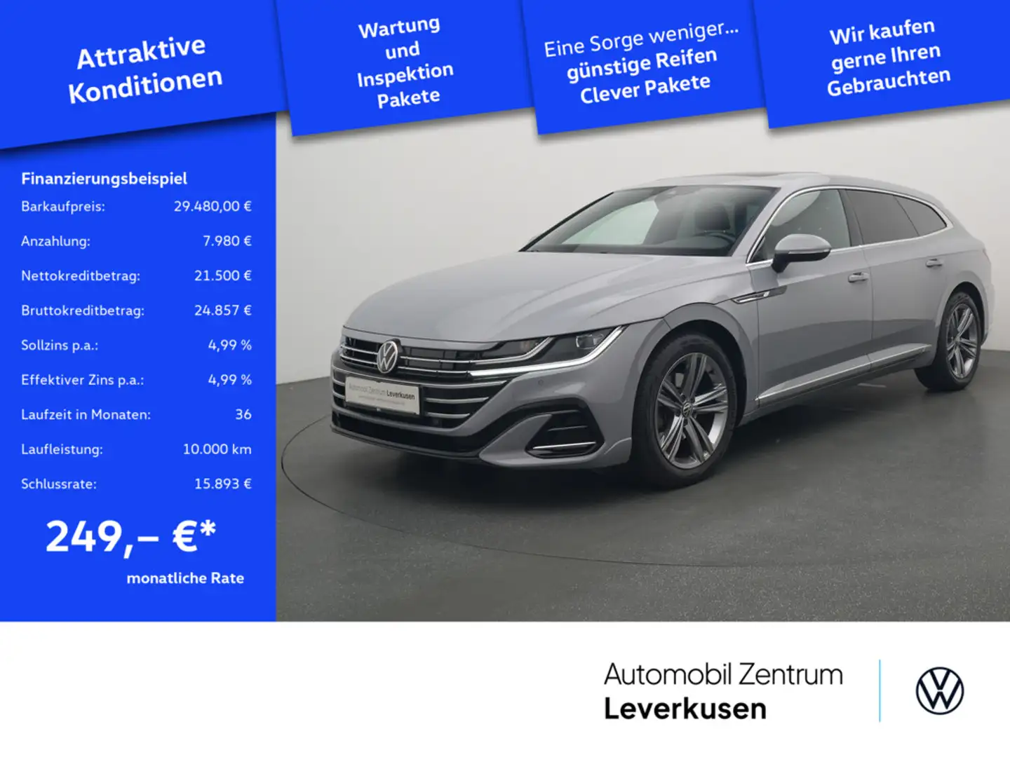 Volkswagen Arteon SB eHybrid R-Line PANO AHK NAVI LEDER Gris - 1