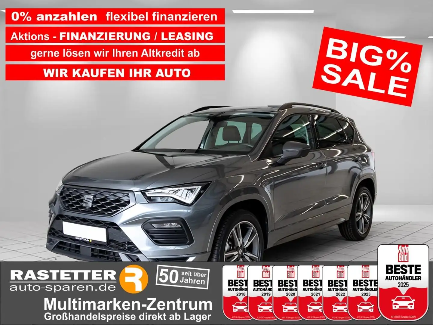 SEAT Ateca FR TSI DSG PanoSD+ACC+eHeckkl+Navi+virtCP+18Z+Kame Grijs - 1