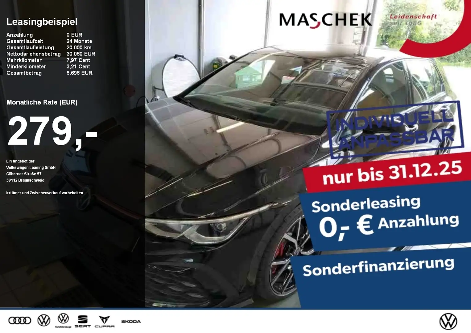 Volkswagen Golf GTI Sonderleasing DCC Standh Harman Estoril Rear View Schwarz - 1