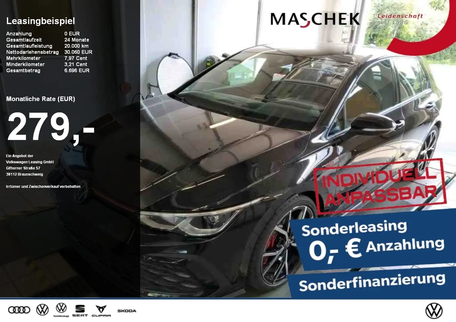 Volkswagen Golf GTI Sonderleasing DCC Standh Harman Estoril Rear View Schwarz - 1