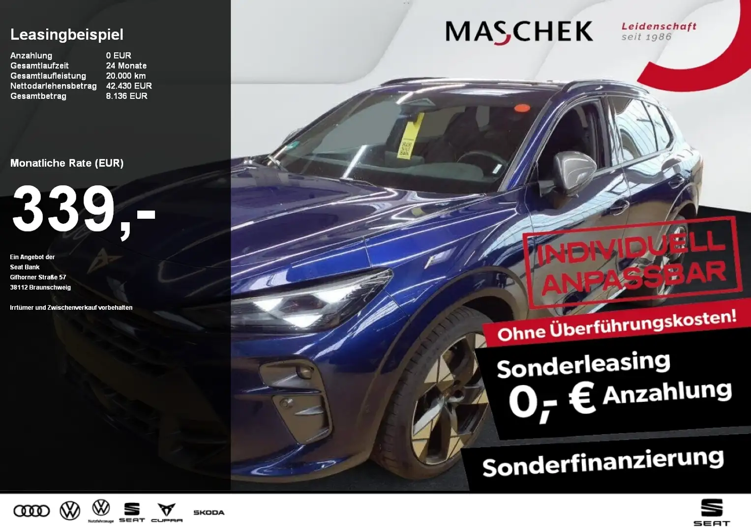 CUPRA Terramar VZ 2.0 TSI DSG AHK Pano HUD Sennheiser Top View Blau - 1