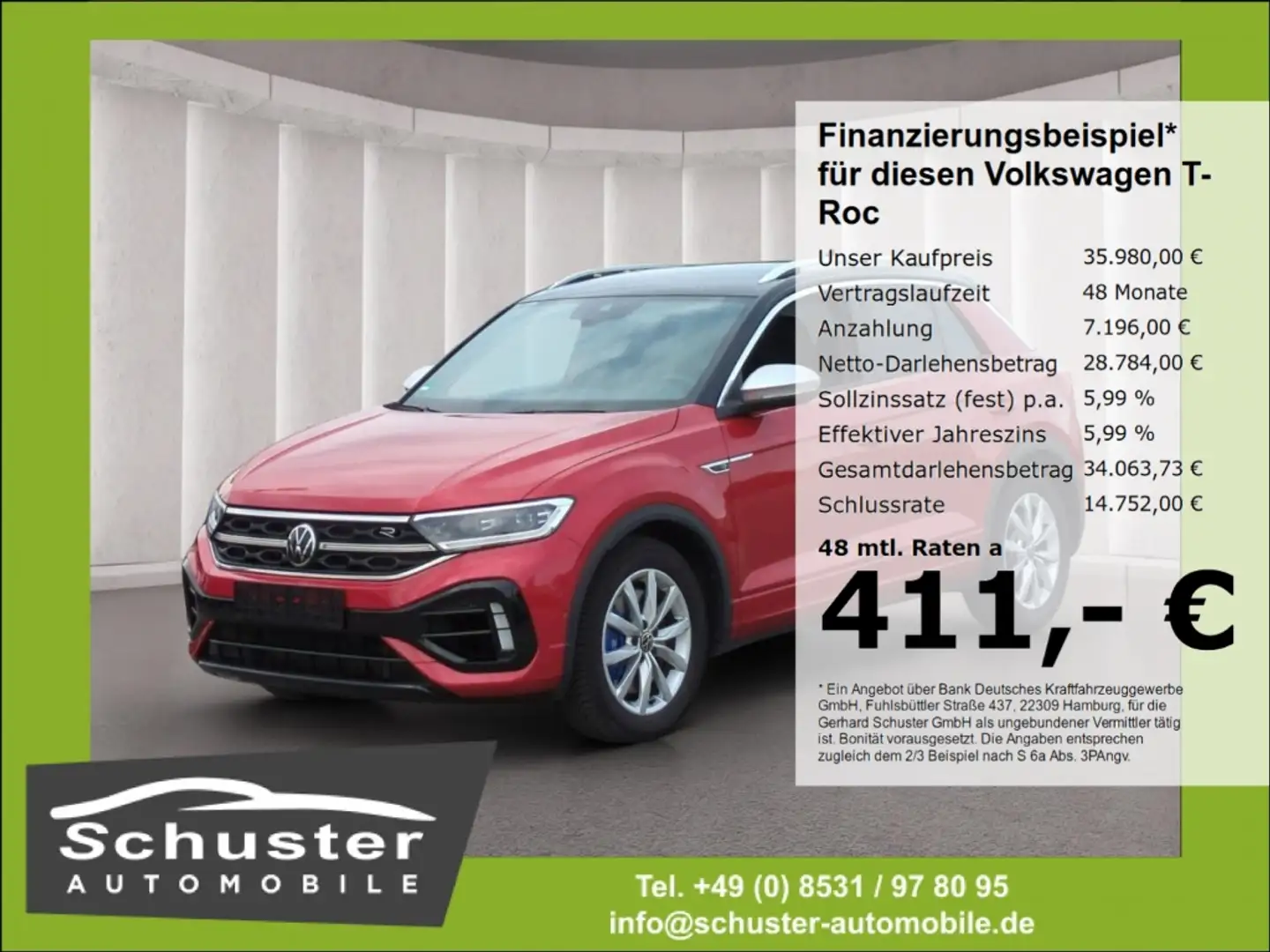 Volkswagen T-Roc R 4Mot*Akrapovic IQ-LED ACC Navi R-Kam DCC Rot - 1