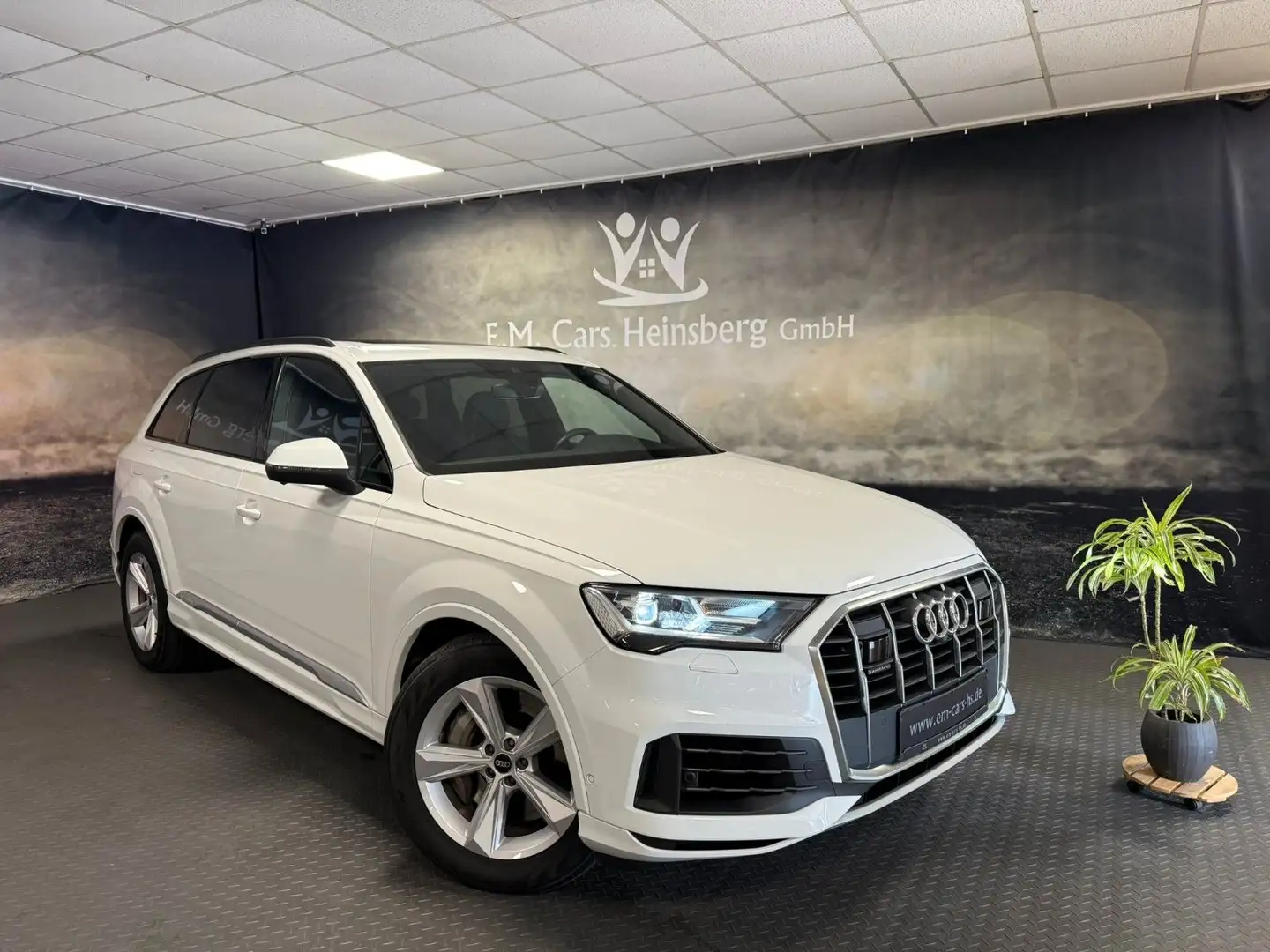 Audi Q7 55 TFSI e quattro S-Line Sport + Business 1.H Blanc - 1