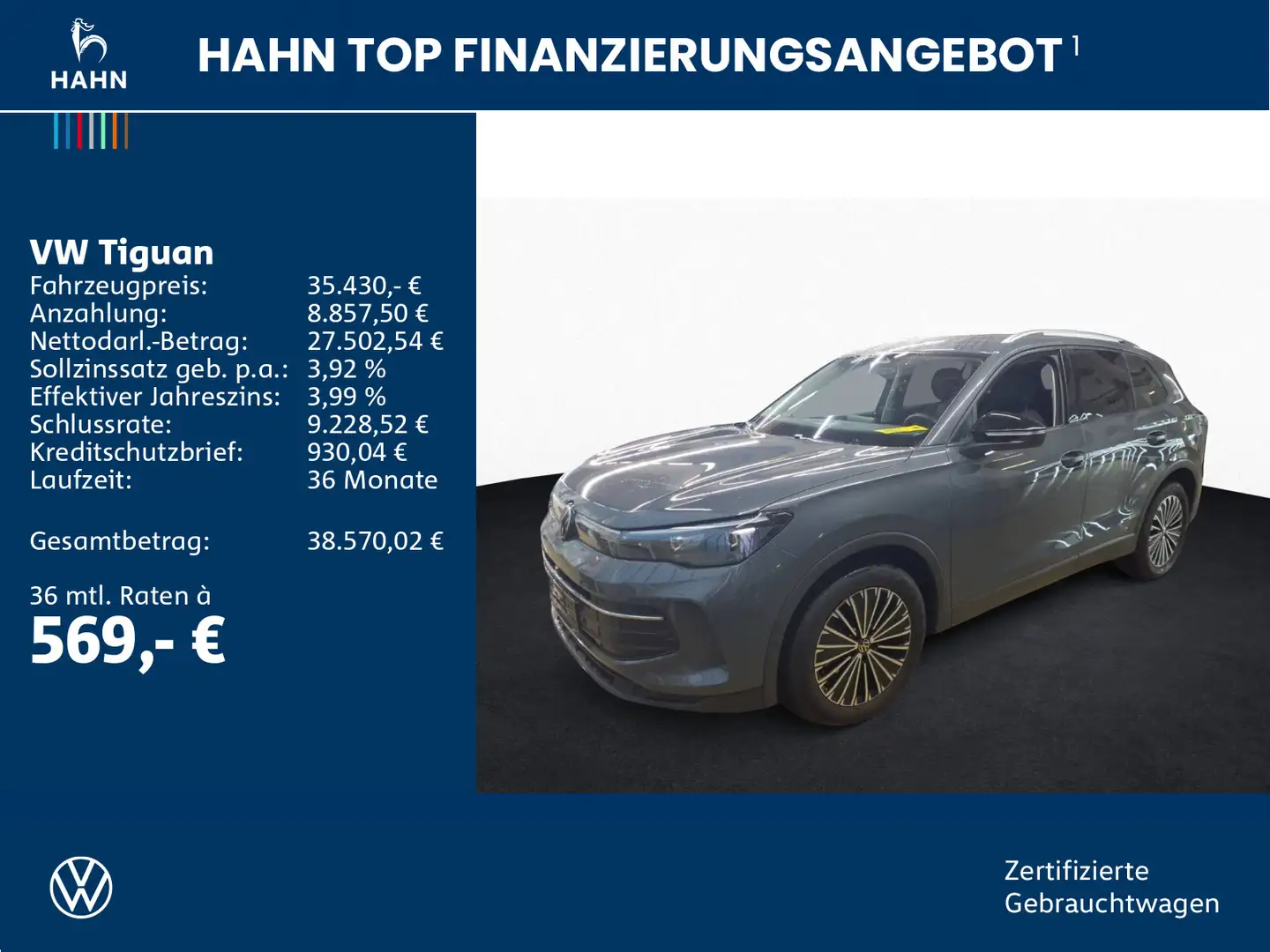 Volkswagen Tiguan 1.5eTSI DSG Goal 360° ACC AHK LED+ Navi Grau - 2