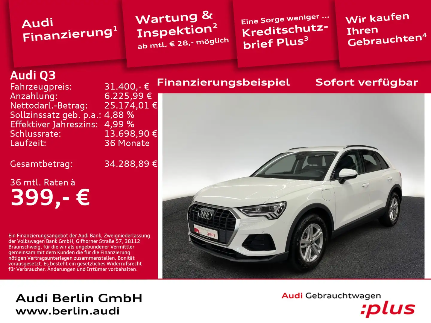 Audi Q3 45 TFSI e S tr. AHK RFK NAVI LED VIRTUAL Weiß - 1