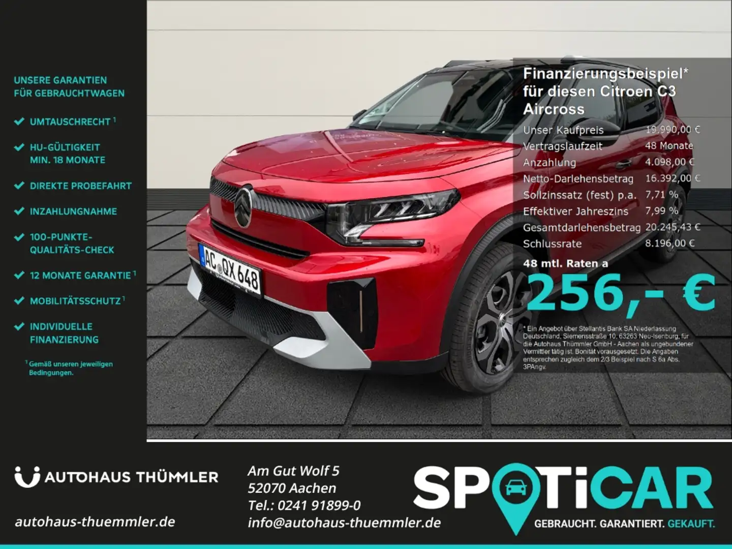 Citroen C3 Aircross Turbo 100 PLUS 1.2 PureTech EU6e HUD LED Klimaauto Rojo - 1