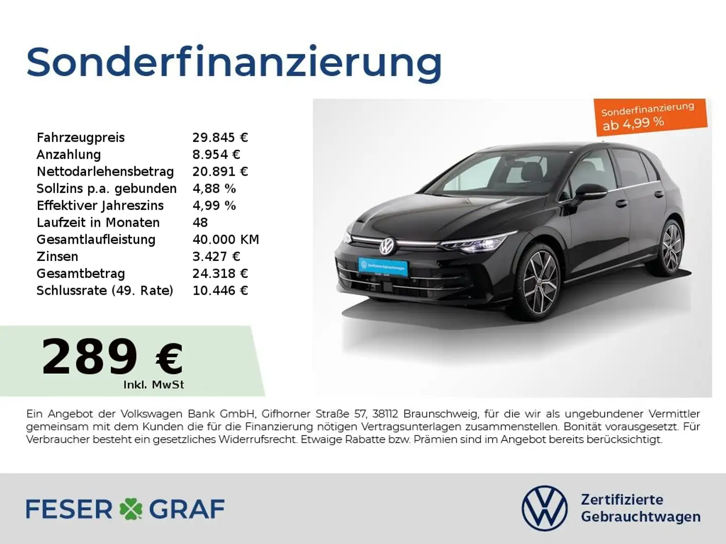 Volkswagen Golf 1.5eTSI Edition50 DSG AHK LED PanoSchieb Schwarz - 1