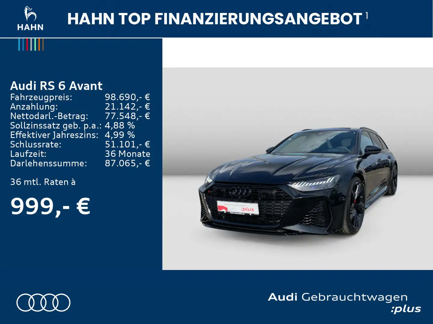 Audi RS6 4.0TFSI qua S-Trc HUD B&O Pano 360° Schwarz - 2