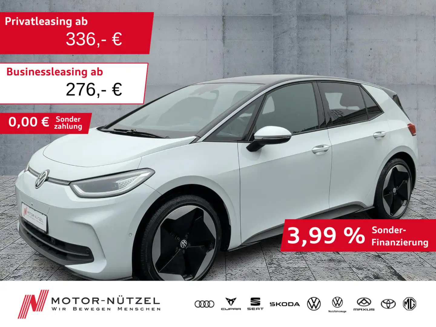 Volkswagen ID.3 150kw PRO MATRIX+NAVI+AHK+PANO+ACC+DCC+HuD Weiß - 1